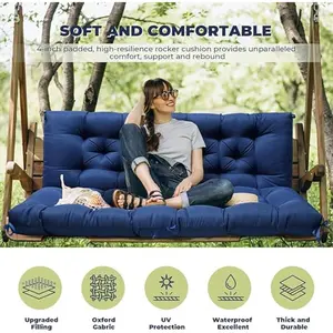 Porch Swing Cushions, Waterproof Swing Cushions Replacement with Backrest, Outdoor Swing Bench Cushions 2-3 Seater Replacement for Patio Furniture 60x40 (Navy)
