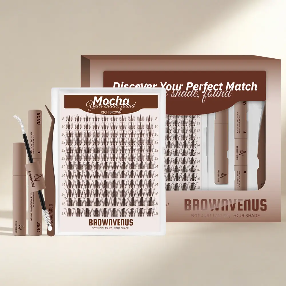 Brown Lashes Clusters Mocha | BrownVenus Brown Manga Eyelash Extension Kit Fairy Viva Cluster Dark Brown Clusters for a Subtle Glam Brown Fairy Brown Manga Viva Style Soft Alternative to Harsh Black Lashes Perfectly Matched for Fair Skin