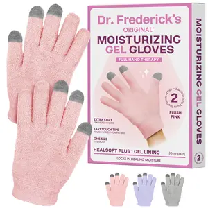 Dr. Frederick's Original Moisturizing Gel Gloves - 1 Pair, Extra Cozy Plush Pink, Touchscreen Compatible, One Size Fits Most