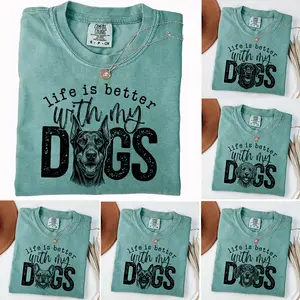 Funny Dog Shirt Comfort Colors, 50+ Breeds, Life Is Better With My Dogs Tee, Border Collie Beagle Boxer Dog Lover Gift