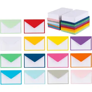 140 Mini Envelopes With White Blank Note Cards, Mini Envelopes 4"x 2.7" For Business Cards,  (Assorted Colors)...