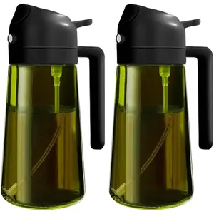 2 in 1  Oil Sprayer for Cooking 16oz/470ml Light-Blocking Dark , Olive Oil Dispenser Bottle for Kitchen, Premium Dark Green Glass Oil Bottle, Food-Grade Oil Mister for Air Fryer, BBQ, Cooking Oil Container