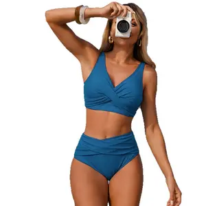 Sunny beach vacation essentials new bikini sexy color split swimsuit high waist swimsuit set bikini