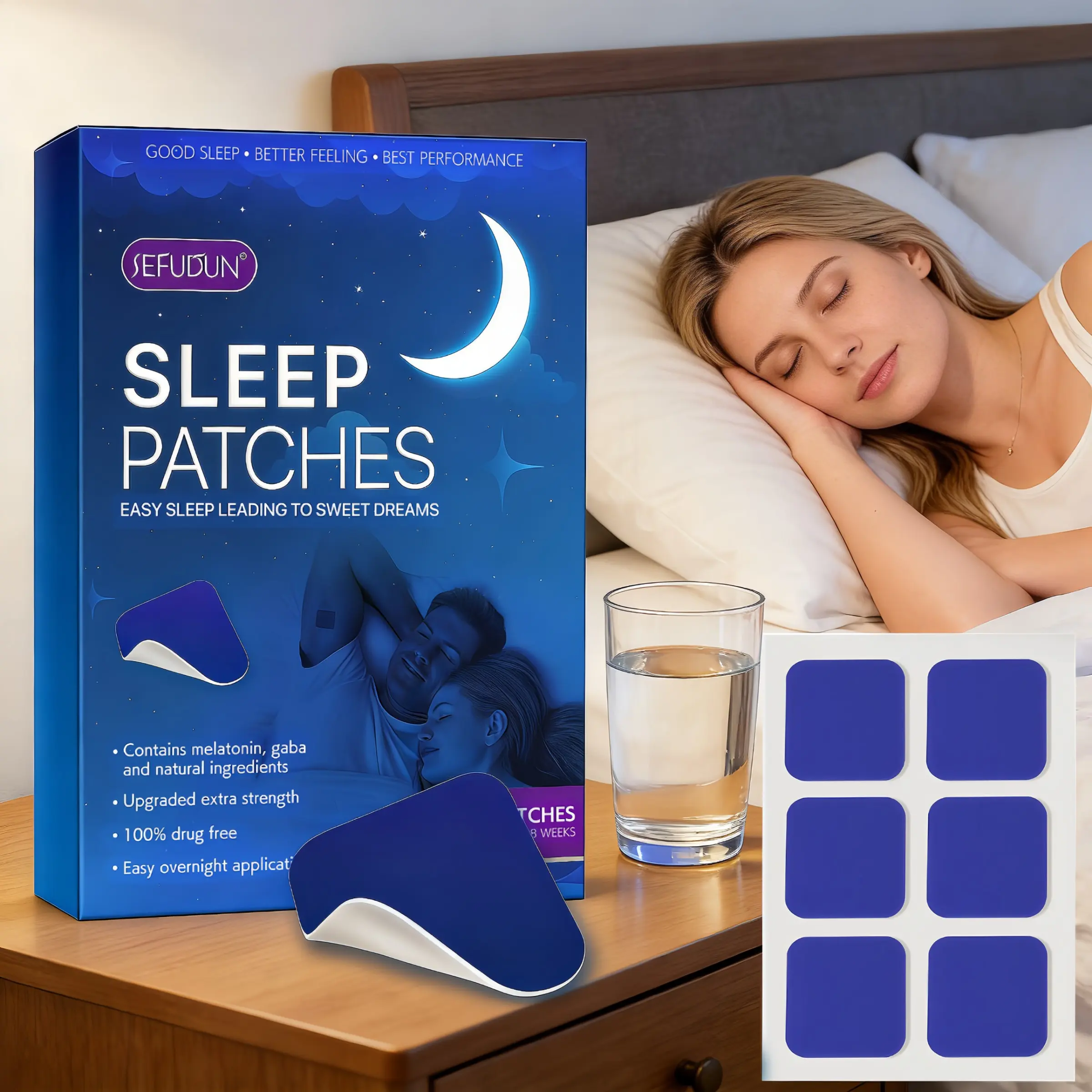 60pcs Sefudun Sleep Patches, Sleep Enhancement, Nighttime Sleep Aid, Relieve Tightness, Create Comfortable Sleeping Atmosphere, Lightweight Breathable, Designed for Adults, Melatonin, Gaba
