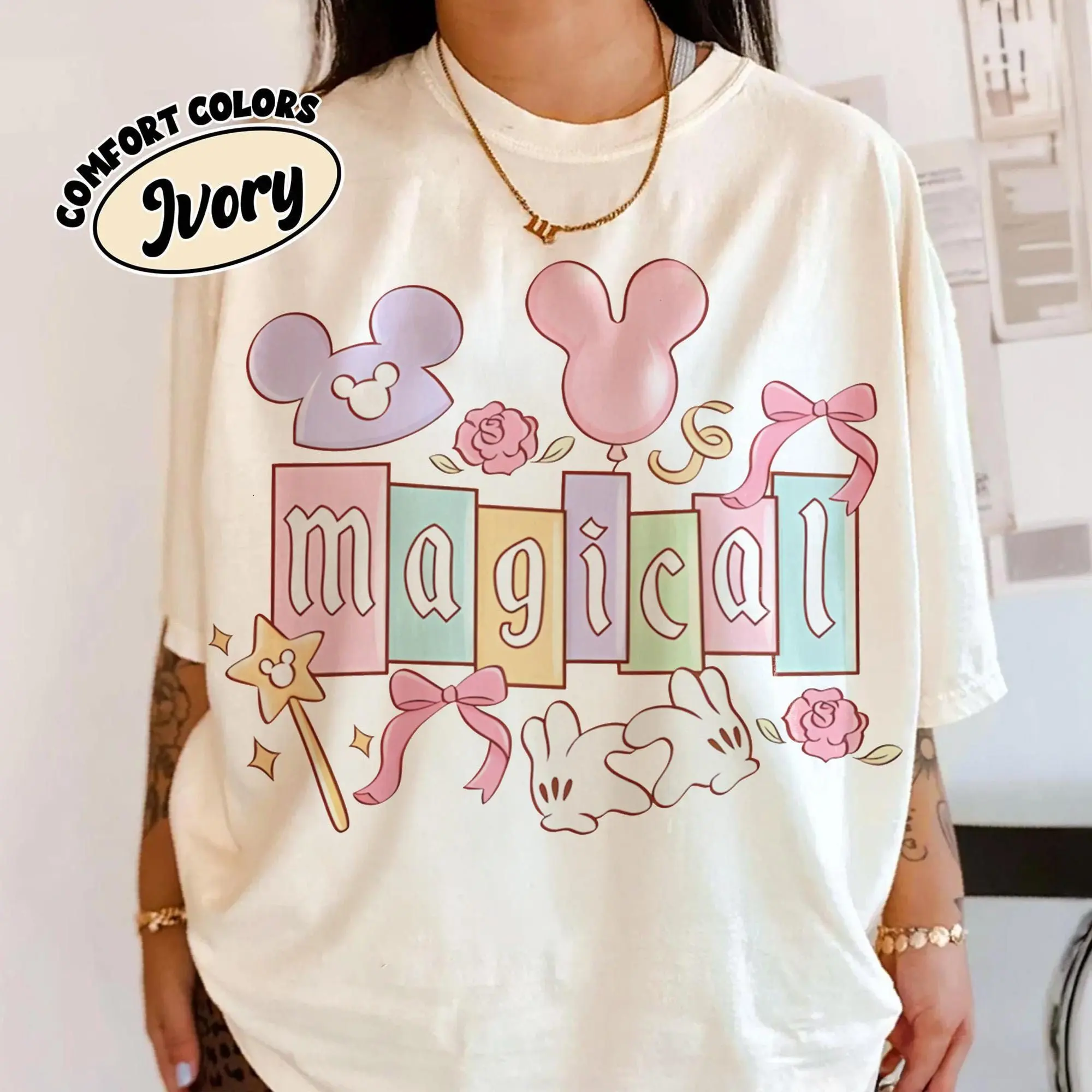 Retro Magical Coquette Comfort Colors Shirts, Ears Tee, WDW Family Shirt, Trip Vacation Shirt, Magic Kingdom Tee