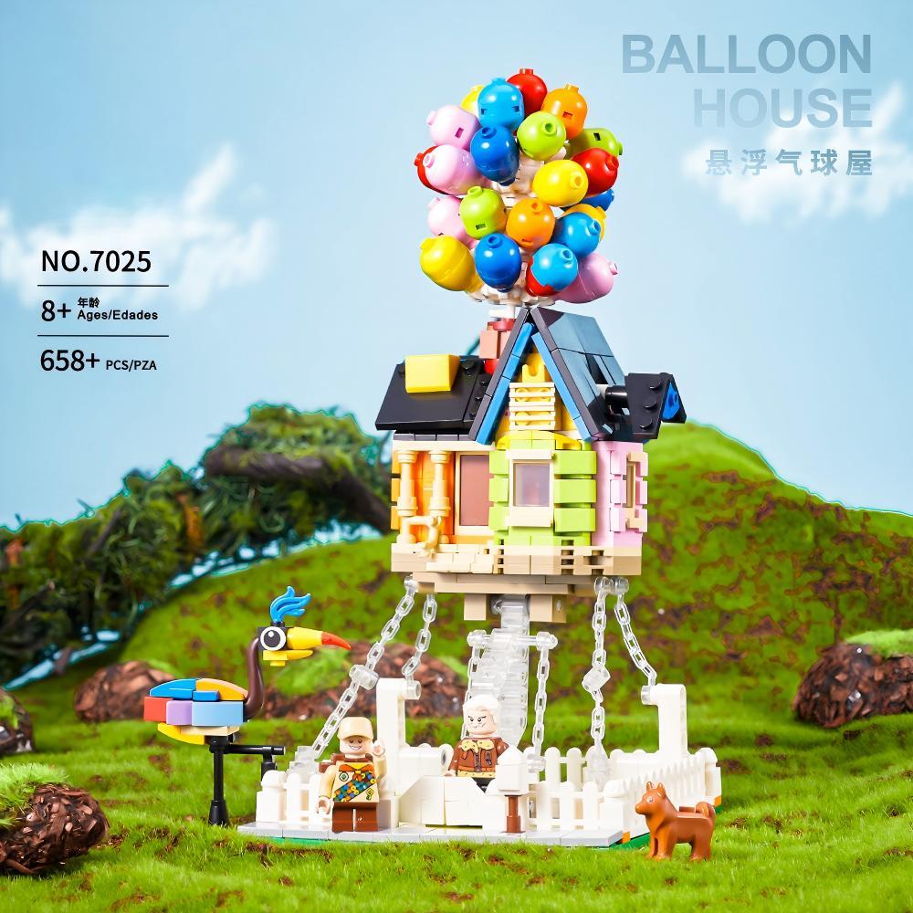 Floating Balloon House Building Blocks Set 2-in-1 , Movie Inspired Collectible Creative Toy, Perfect Christmas Birthday Gift for Kids & Adult Movie Fans,with Removable Transparent Stand