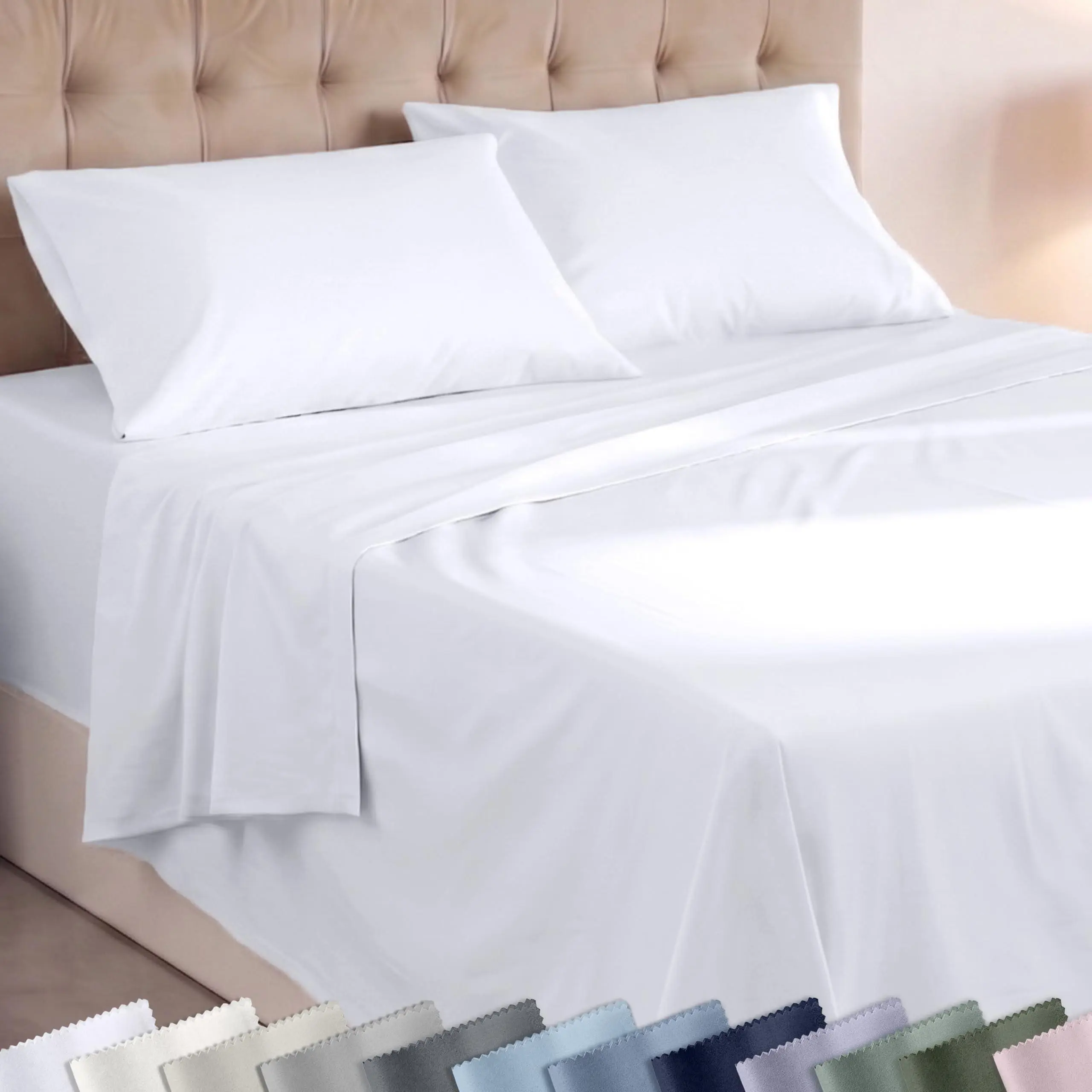 Super Soft Sheet Set, Natural 100% Cotton, Mechanically Brushed, Lightweight & Durable