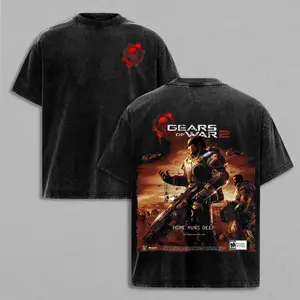 Gears of War Washed tshirt, Short Sleeved Top, Unisex Game Shirt, Gears of War Fan Gift, gamer gift Menswear Collar Tropical Streetwear Casual Shortsleeve Crewneck unisex top Cotton Graphic Oversized