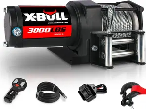 X-BULL 12V 3000LBS Steel Wire Electric Winch for Towing ATV/UTV Off Road with Mounting Bracket Wireless Remote