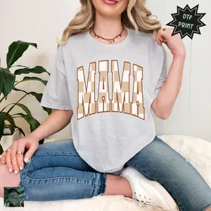 MAMA Varsity Collection Women's Oversized T-Shirt or Long Sleeve Graphic Print Comfortable Summer Wear 50/50 Polyester Cotton Blend DTF Print