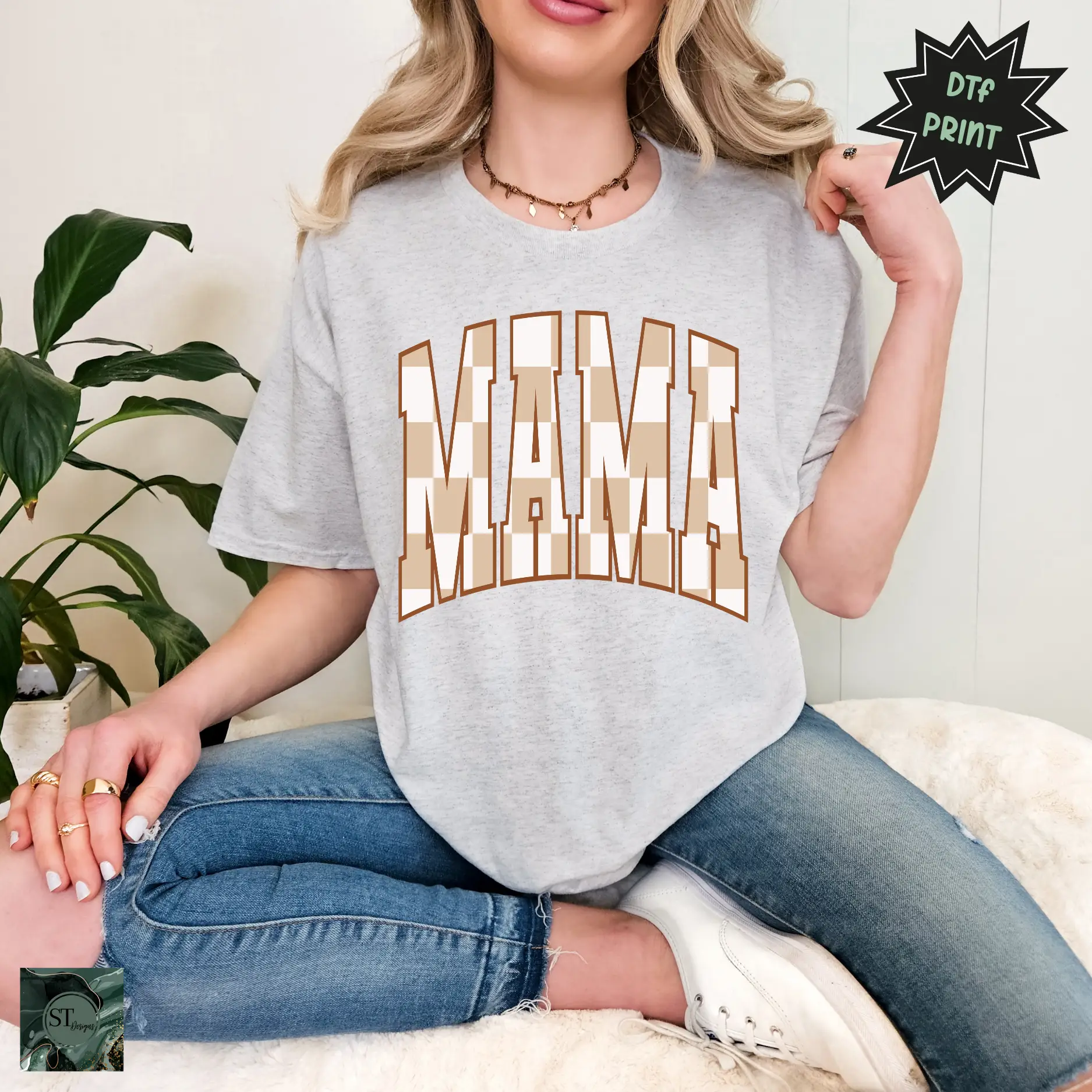 MAMA Varsity Collection Women's Oversized T-Shirt or Long Sleeve Graphic Print Comfortable Summer Wear 50/50 Polyester Cotton Blend DTF Print