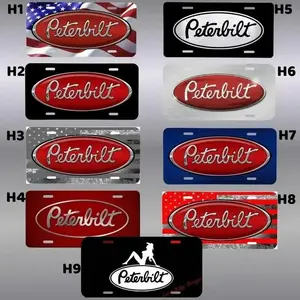 [HOT] Peterbilt Truck License Plate Durable Metal Car Tag with Pre Drilled Holes Perfect for Semi Trucks