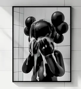 Kaws In Shower Hypbeast Poster No Frame - Art For Shower Wall Art, Washroom Wall Decor, Graffiti Kaws Wall Art