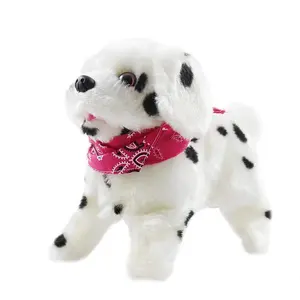 212 MAIN Soft Plush Black & White Cute Puppy Cat Toy - Interactive Play Pet Accessory with Barking, Sitting, Walking, Flipping Functions (For Dogs)