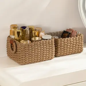 Storage Basket, Cute Woven Decor Set with Handles, Ideal for Home Decor & Gifting