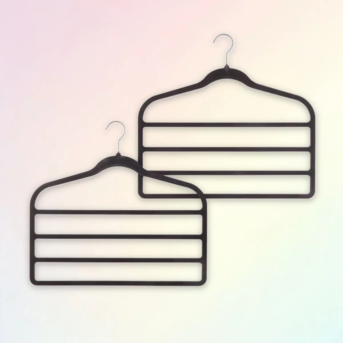 2pk 4-Bar Flocked Hangers Black - Non-Slip Velvet Hangers, for Clothes Pants, Closet Organization, Brightroom