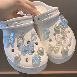 !!Cute Shoes Charms!! Not shoes!!! DIY SHOES DECORATION Fit Crocs Blue and White instagram HOT