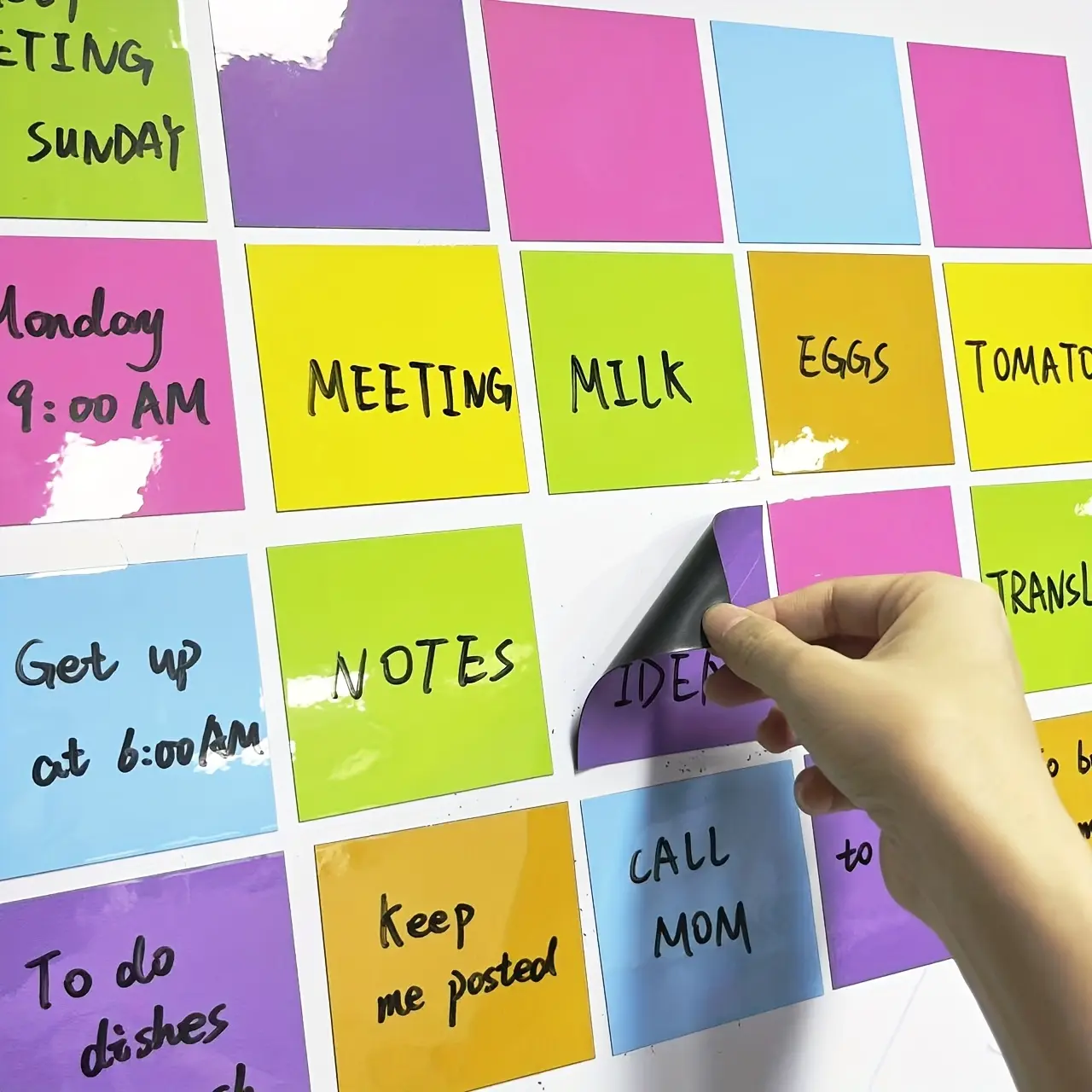 1set 30 Reusable Magnetic Sticky Notes, 3x3 inches - Erasable Removable Labels with 4 Markers, Suitable for Whiteboards, Refrigerators, Storage Cabinets, etc. - Perfect Choice for Home Office, Office Supplies