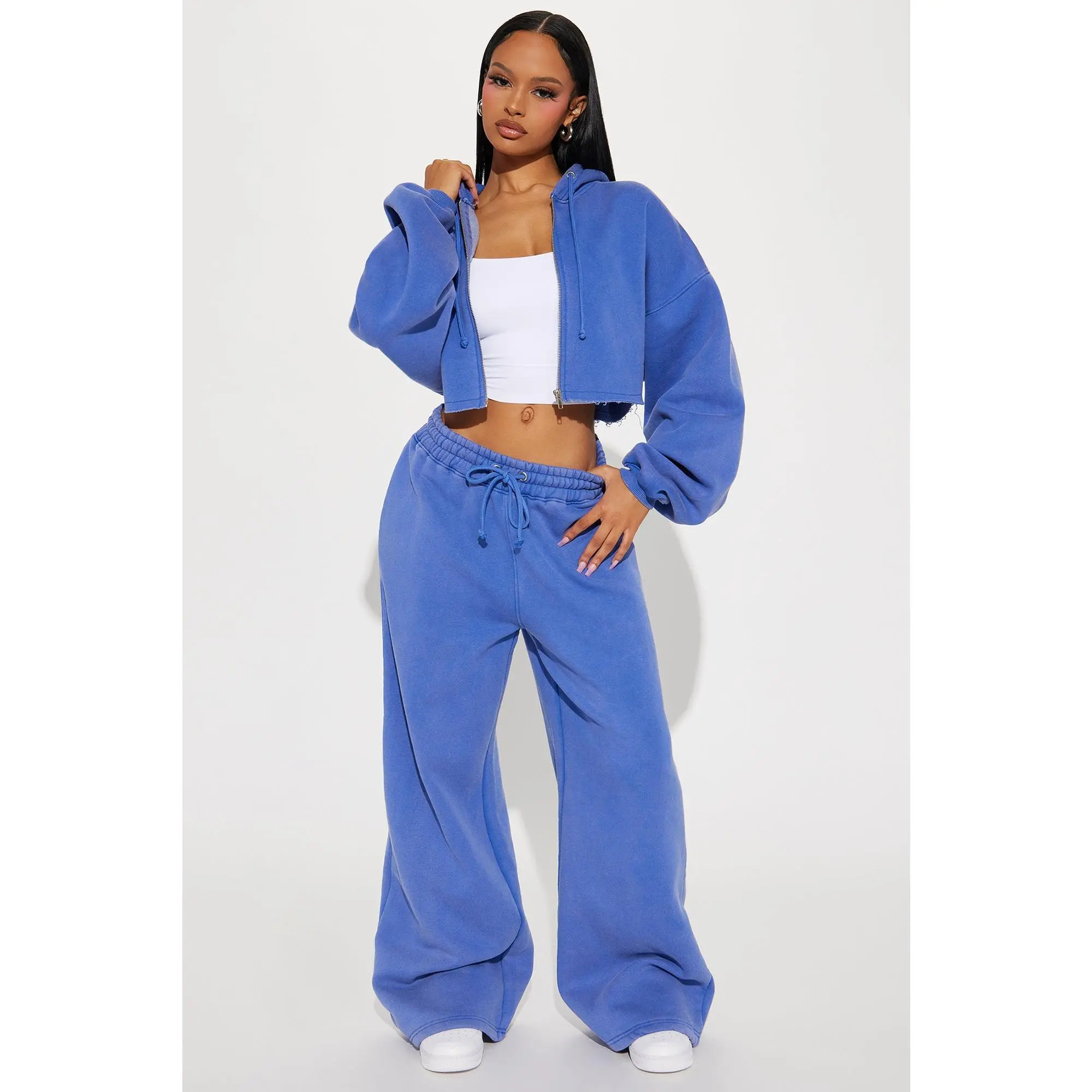 On The Go Fleece Pant Set - Blue On The Go Fleece Pant Set - Blue