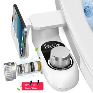 FEELSO Non-Electric Filtered Toilet Bidet Attachment, 3 Modes Adjustable Fresh Water Sprayer with 2 Replacement Filters, Eco-Friendly Health-Focused Home Modern Bidet for Toilet Seat (Bathroom Fixture), Modern Bidet Sprayer