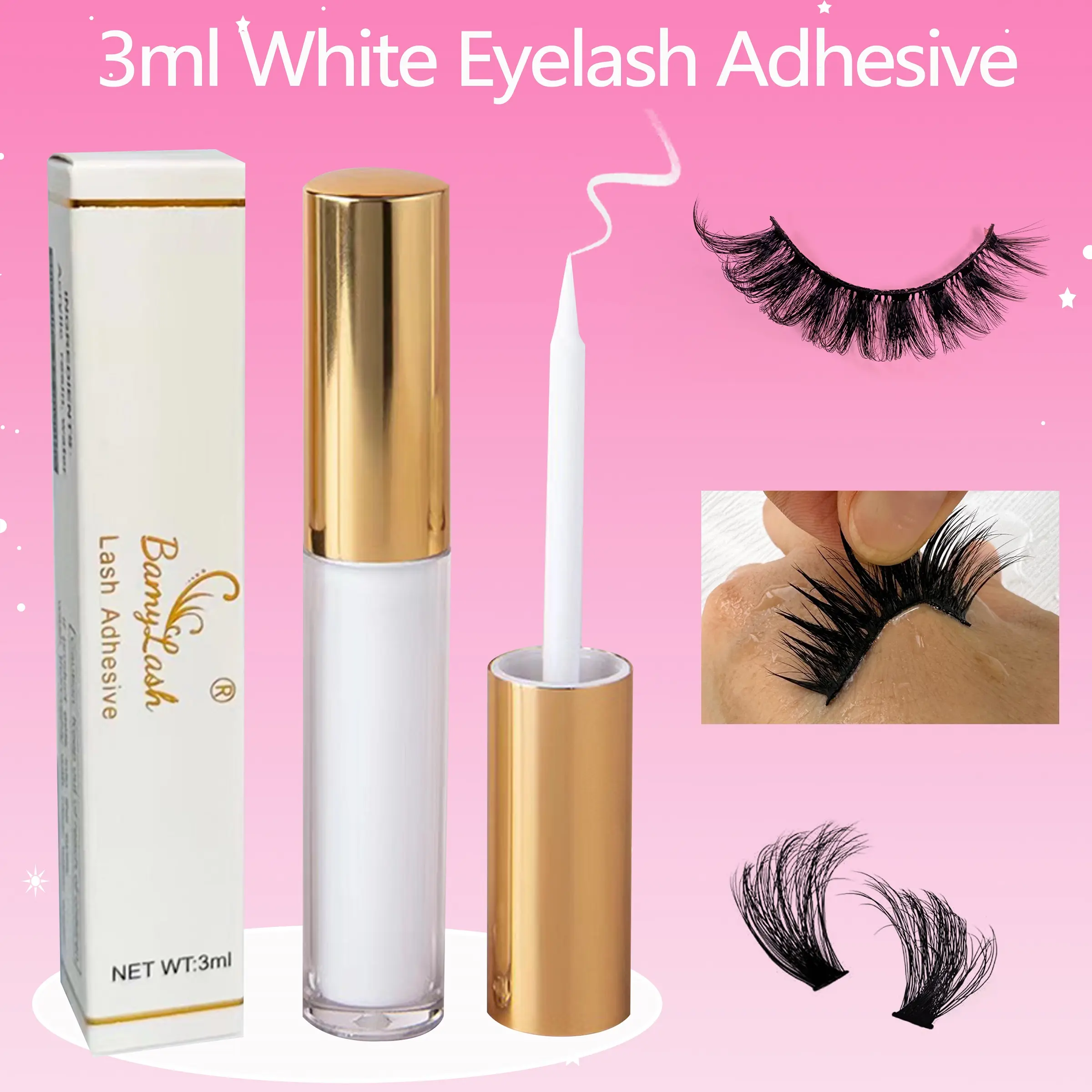 1pc False Eyelash Glue, Latex-Free Adhesive, White and Black Strip Lash Adhesive for Applying lashes everyday and make up use, Diy Eyelash Extensions, Eyelash Bond Glue