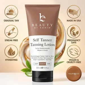 Beauty by Earth Gradual Self Tanner Body Lotion - Natural, Streak-Free, Hydrating Sunless Bronzing Lotion for a Glowing Tan, Made in USA, Vegan, Cruelty-Free, Pregnancy-Safe
