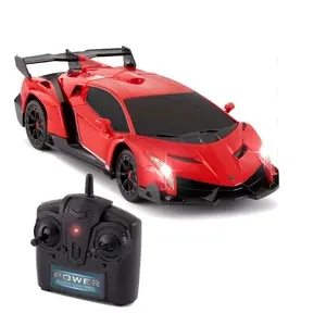 1.24 RC Car for Kids Gift for Christmas Red High-Speed Remote Control Toy with Powerful Radio Control