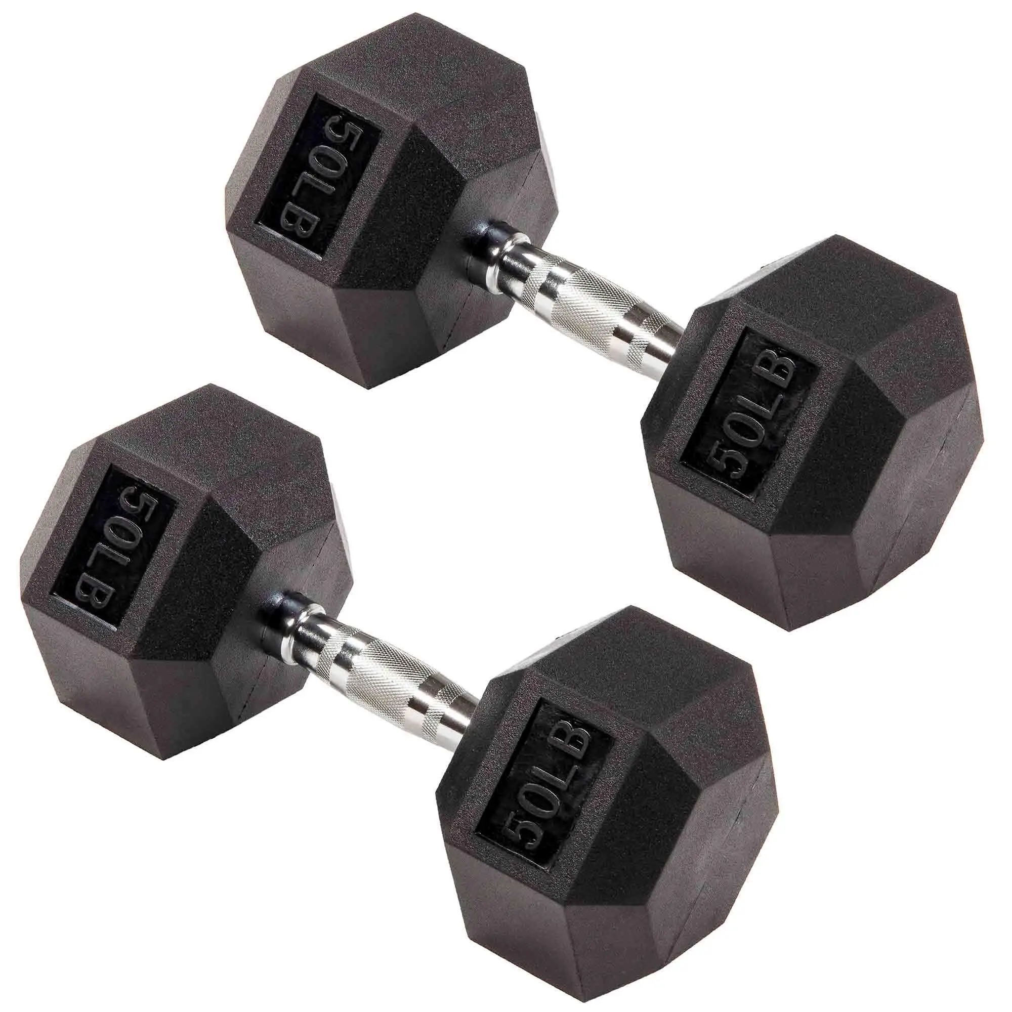 Signature Fitness Hex Dumbbells Strength Training Workout Equipment Set, 50 lbs Signature Fitness Hex Dumbbells Strength Training Workout Equipment Set, 50 lbs