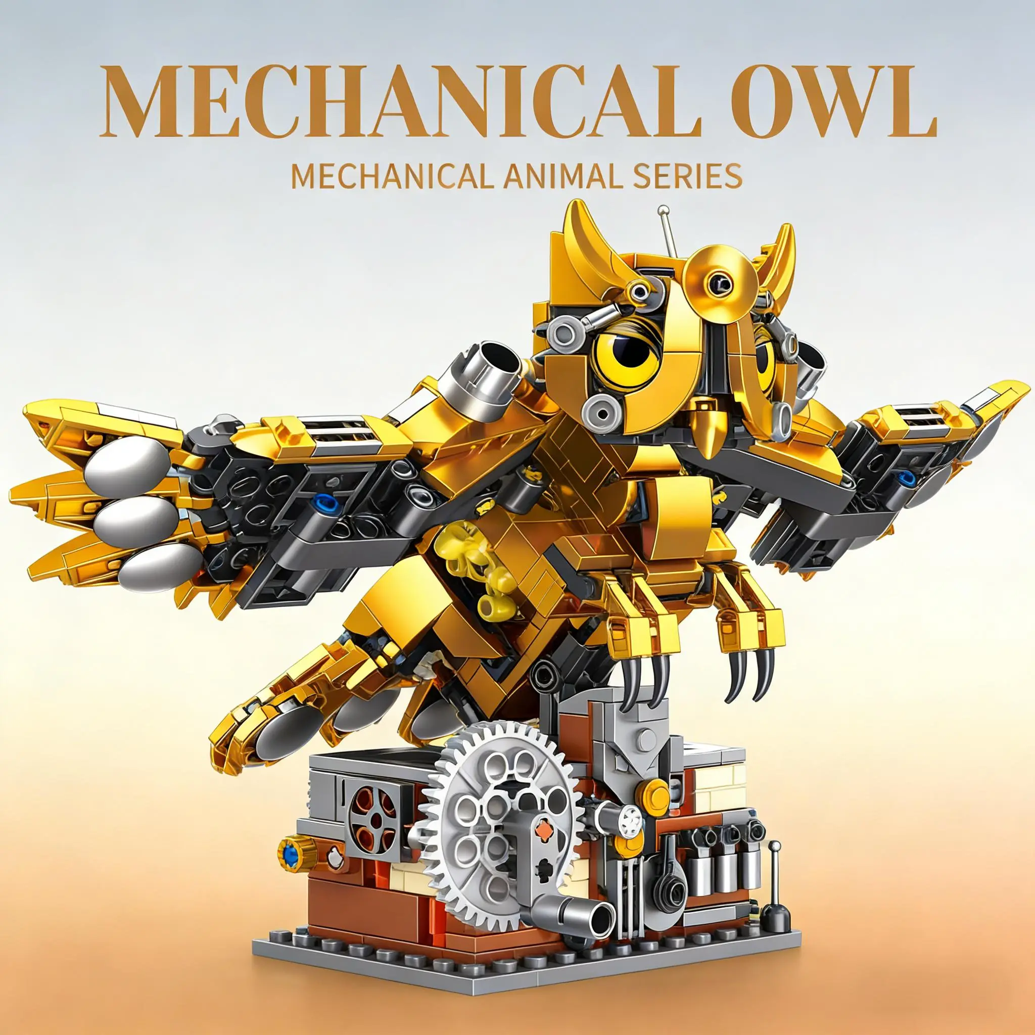 Mechanical Owl Building Block Set - Mechanical Animal Series DIY Construction Bricks & Parts Robot Kit, Ages 6+, Owl Theme STEM Learning Toy, Collectibles, Gift Ideas for Kids