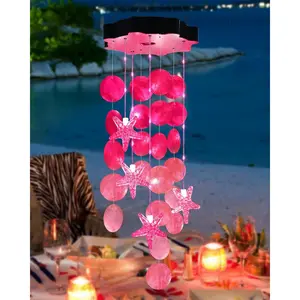 Solar Outdoor Shells Wind Chimes (Pink) ideal holiday gift, perfect for gifting to moms, family members, and women. These are waterproof solar-powered outdoor decorative hanging lights, suitable for holiday decorations, gardens, porches, and courtyards