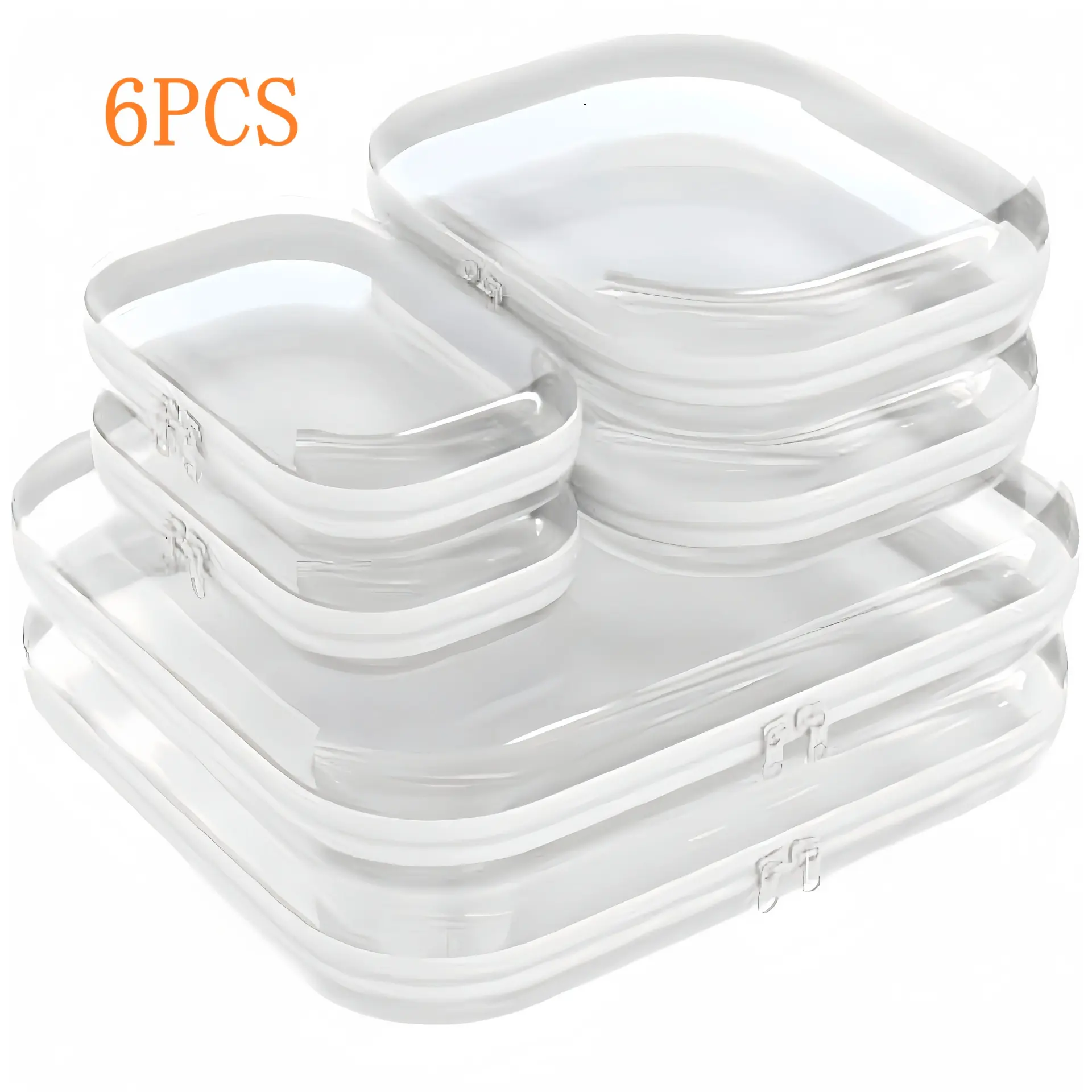 Transparent Plastic Storage Box, Hard Clear PET Hard Plastic Zipper Pouches, Waterproof Dustproof Portable Travel Organizer for Cosmetics, Stationery, Beads & Small Jewelry  organizer storage box & travel organizer bag