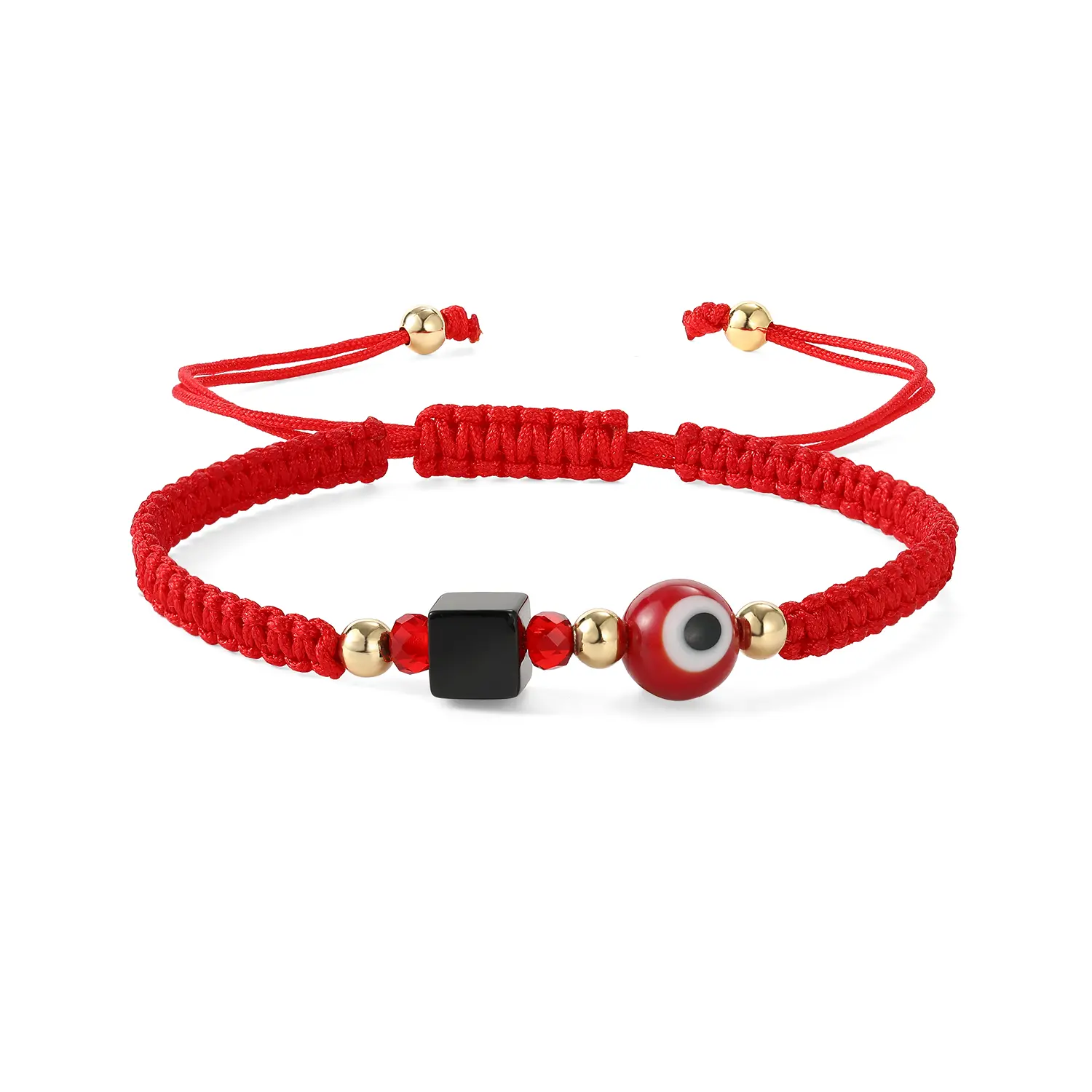Minimalist Red String Evil Eye Beaded Matching Set Bracelet - Unisex, Adjustable Trendy Costume Jewelry Charm Bracelet