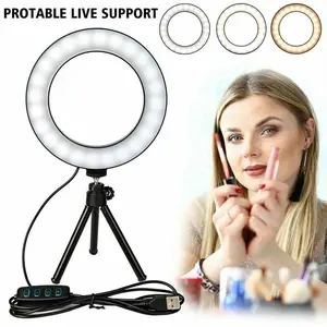 6" LED Ring Fill Light Studio Photo Video USB Dimmable Lamp Selfie Portable US