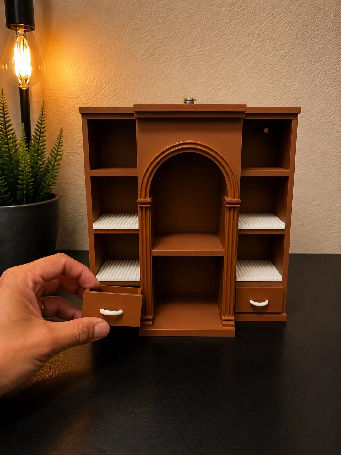 Mini Brown Vinyl Shelf with 4 Slots (Items not Included)