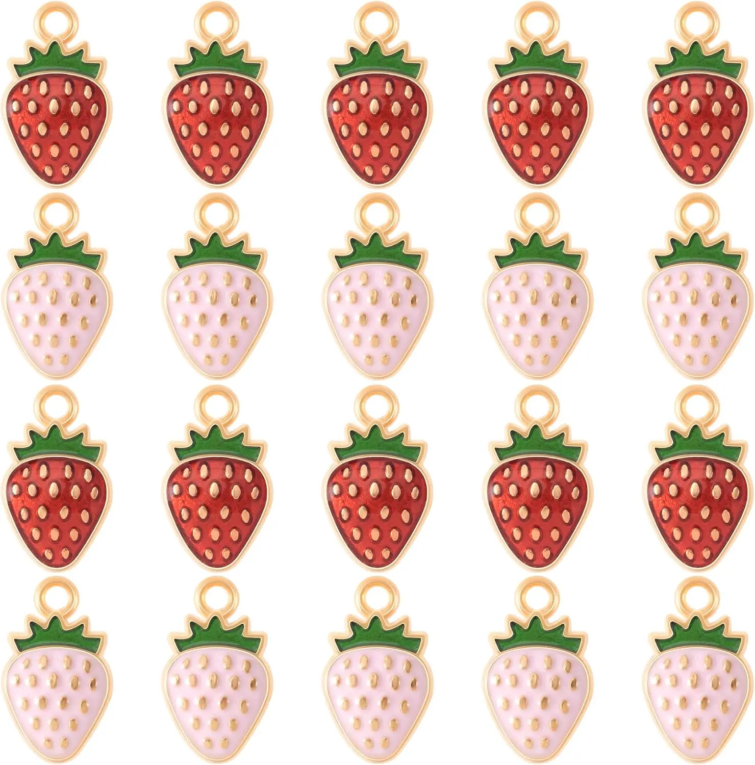 Wondeful Strawberry Charm, Bulk Red and Pink Enamel Fruit Charms, Cute Strawberry