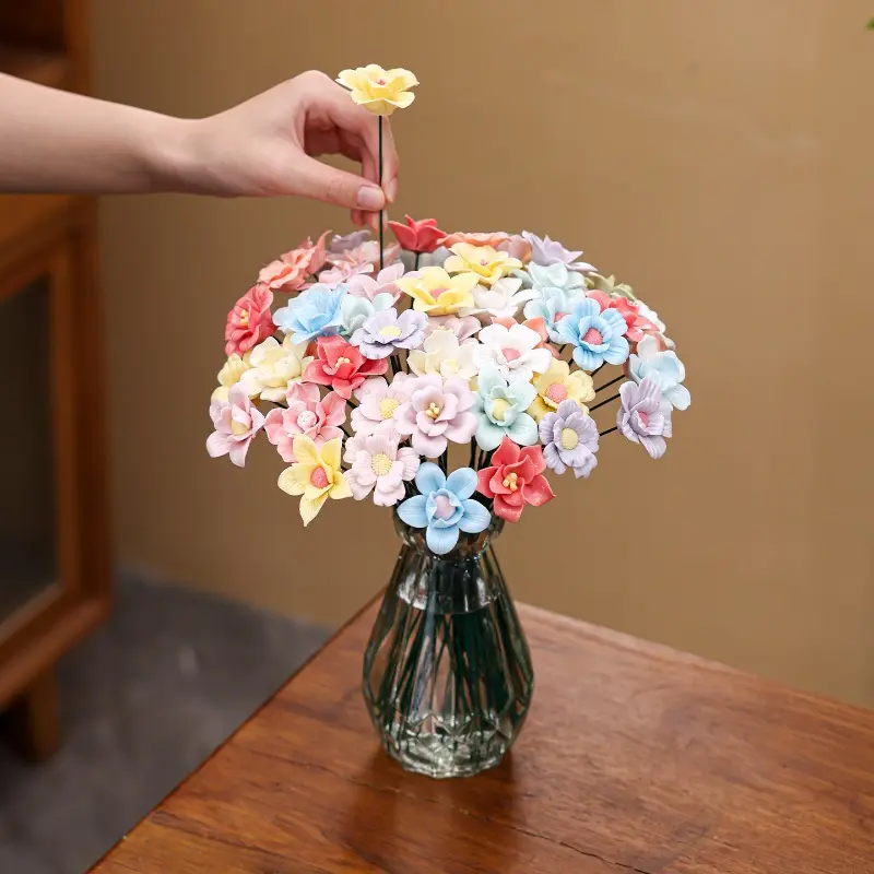 [Home Wedding Party] 10 Random Ceramic Flowers,Ceramic Artificial Flowers, Fake Flowers -Handmade Ceramic Craft, Eternal Ceramic Flowers, Indoor and Outdoor Home Decoration,Perfect for Home, Wedding, and Party Decorations
