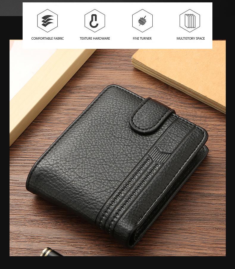 Men's Short Bifold PU Leather Wallet with ID and Credit Card Holder