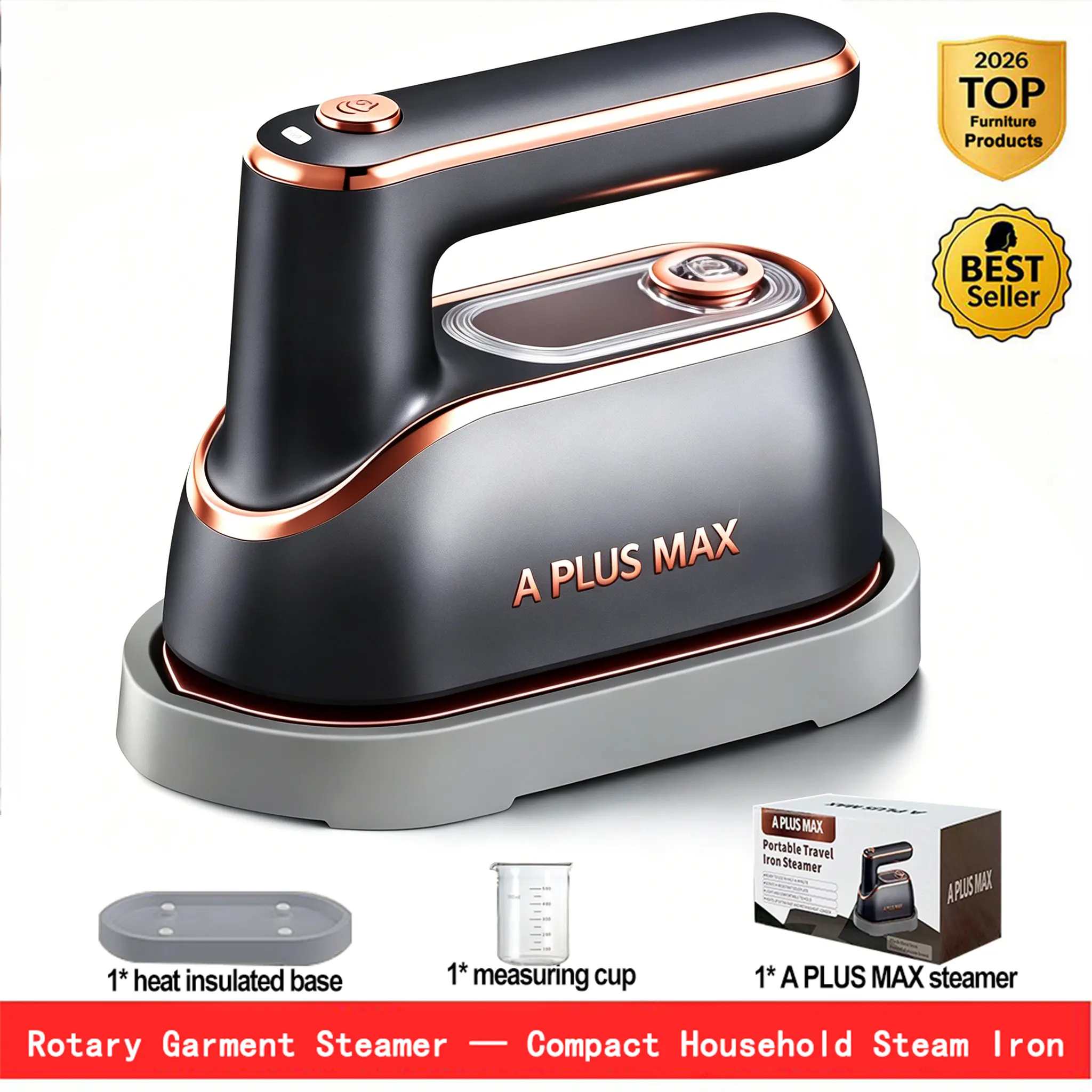 Portable 2-in-1 Handheld Clothes Steamer Iron - Steam Machine, Cordless, Temperature Control, 15s Heat Up, 150ml Tank (Reduces Frequent Water Refills), Lightweight Portable 2-in-1 Steam Presses for Home, Travel