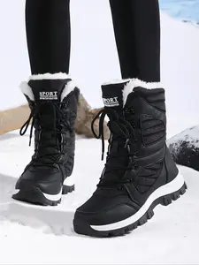 Women's High-Top Outdoor Snow Boots, Lace-Up Comfort Hiking Shoes, Anti-Slip Windproof Warm Walking Boots, Daily Wear Christmas Gift, Trekking Camping Shoes, Waterproof Hiking Boots