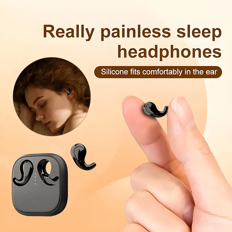 Silicone Wireless Sleep Headset Earbuds - Hi-Fi Tuned, 5.1 Transmission, Crystal-Clear Calls, Immersive Stereo, Ergonomic, Smart Touch, Pain-Free, Auto-Connect, Ultra-Compact, Waterproof, Water Resistant, Noise-Canceling, All-Weather Use, Earbuds Wireless