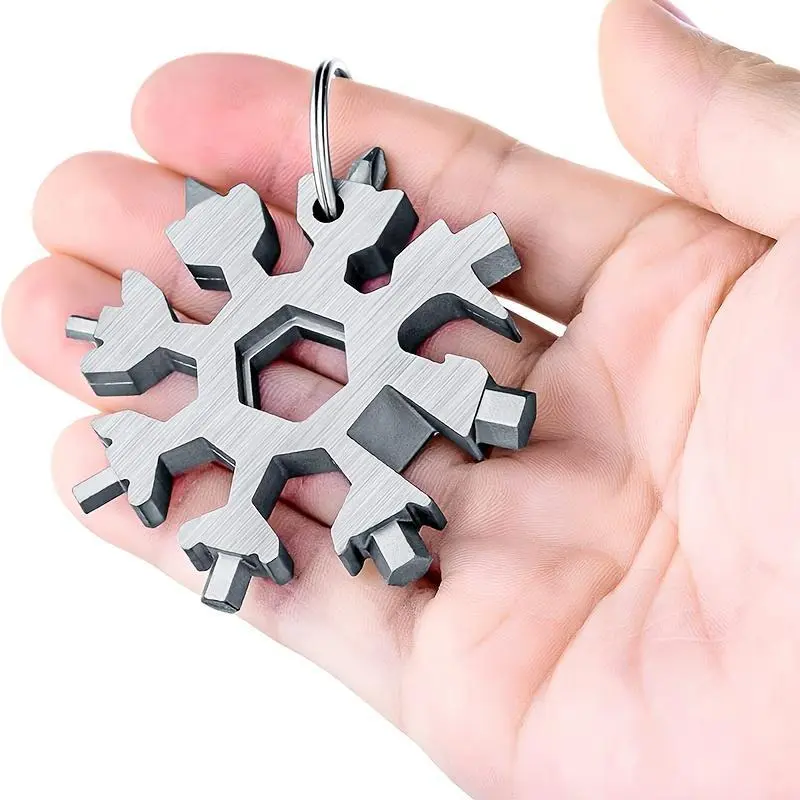 18-In-1 Snowflake Multipurpose Tool, Multitool, Multifunctional Tool, Stainless Steel Snowflake Bottle Opener, Flat Cross Screwdriver Kit and Wrench, Men's Christmas Gifts, Camping Gadget Tools, Dad Gifts for Husbands, Grandfathers