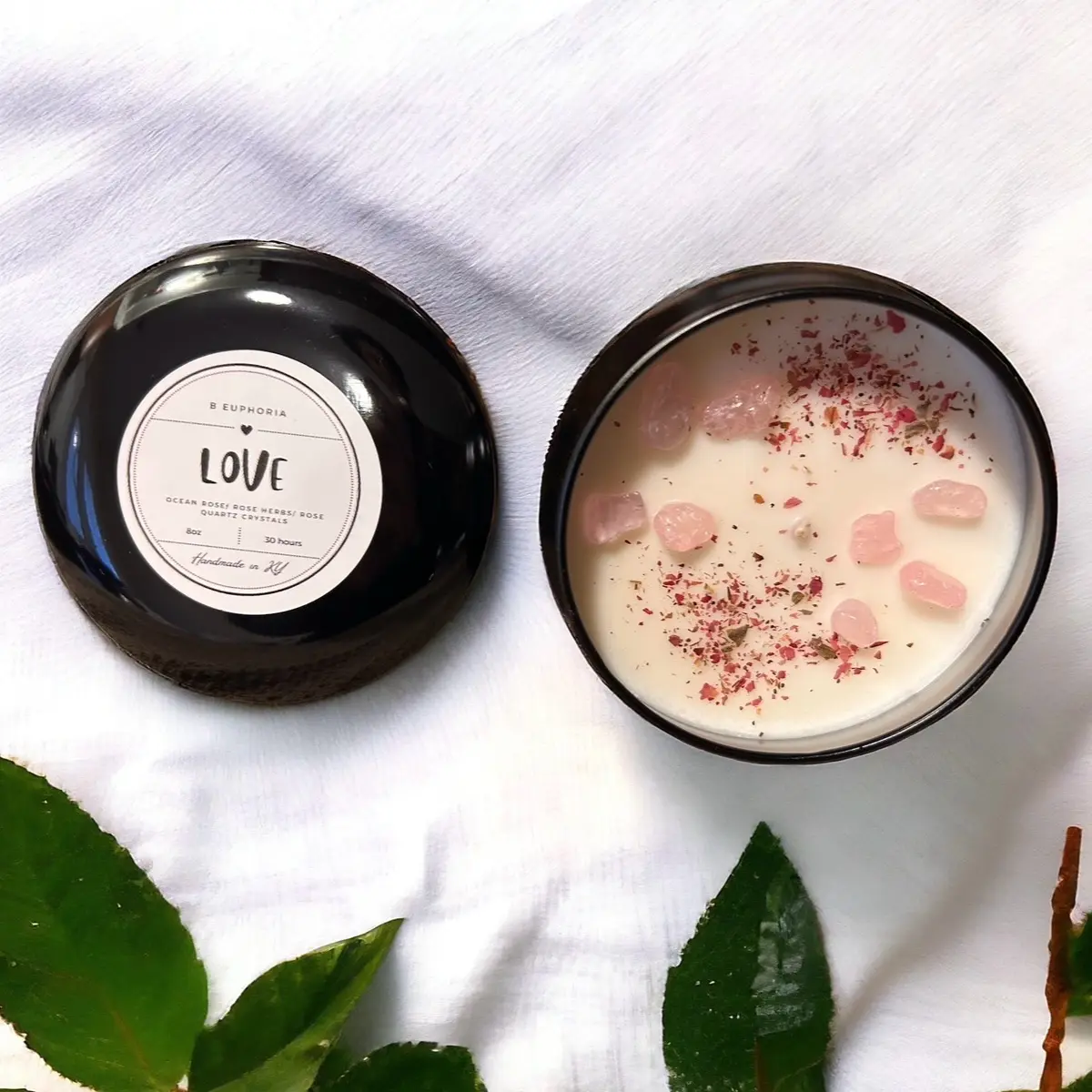 Love Crystal meditation candle