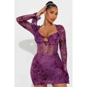 Riley Mesh Mini Dress - Plum