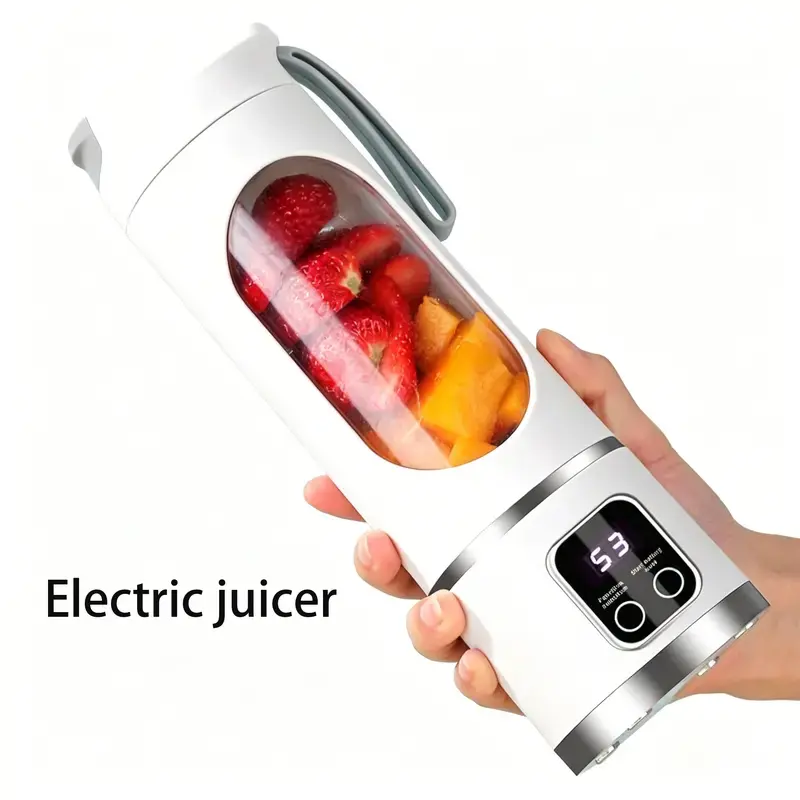 Portable 15.22 Oz USB Rechargeable Personal Blender with LED Display, Durable Abs Material, Perfect for Smoothies & Juices, Home Kitchen Essential