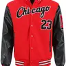Men's Red Baseball Jacket Casual Loose Fashion High-End Letter Embroidered Jacket Button Front Black PU Long Sleeve College Style Streetwear Jackets Sportswear, Letter Print Jacket