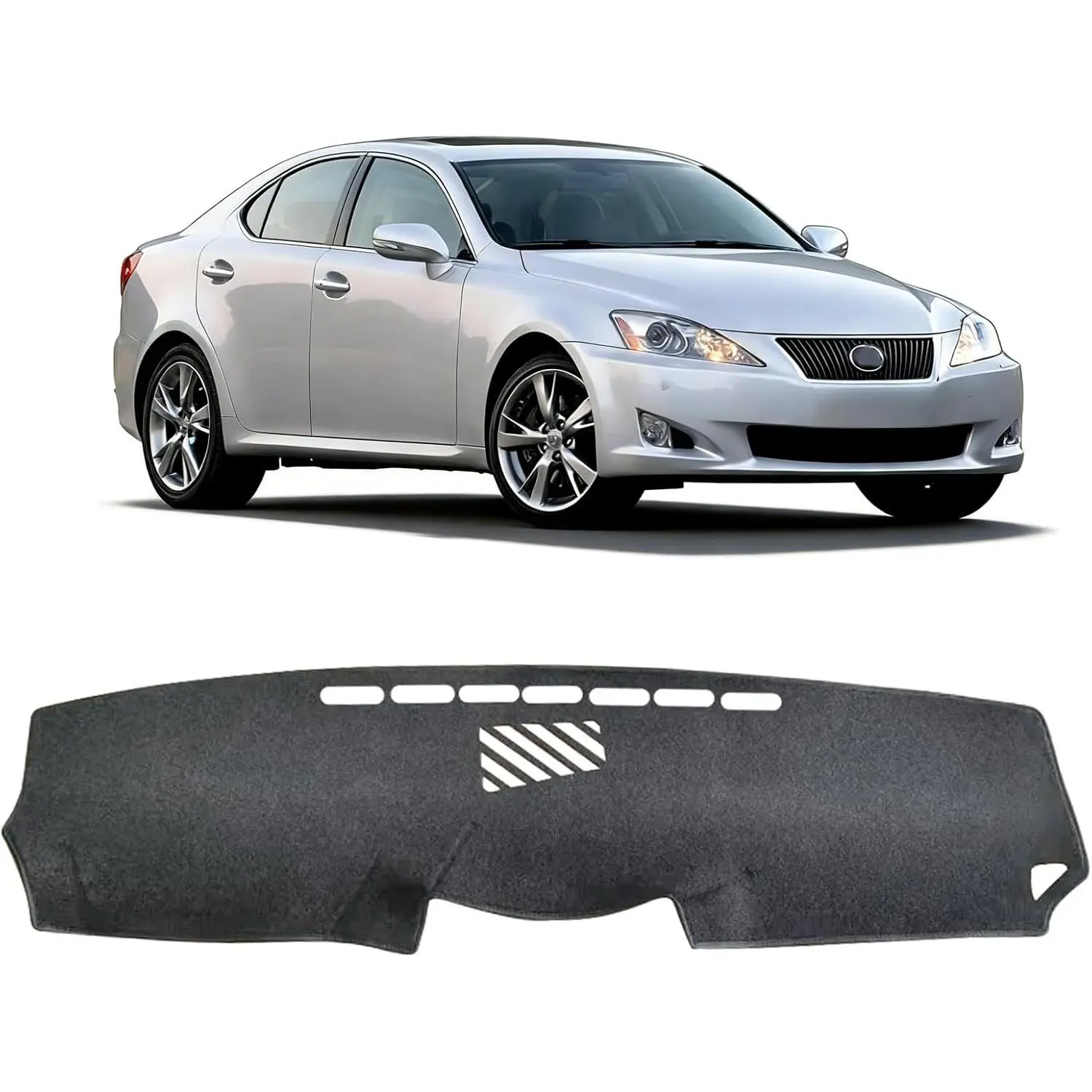 KDO Custom Fit Dashboard Cover Mat for Lexus IS250 IS350 2006-2013, Laser Measured Anti-Slip Protector with Precise Holes, UV Protection, Scratch Resistance, Reduces Windshield Haze for Better Vision & Safer Driving, Gray, Protects From Scratches