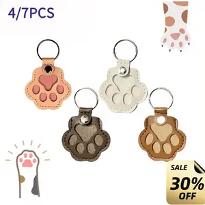 4/7pack-Cat and dog hair keychain hanger Paw Print creative pet cat and dog hair decoration for pet owners to collect and commemorate.Cat and dog hair keychain owners to collect and commemorate