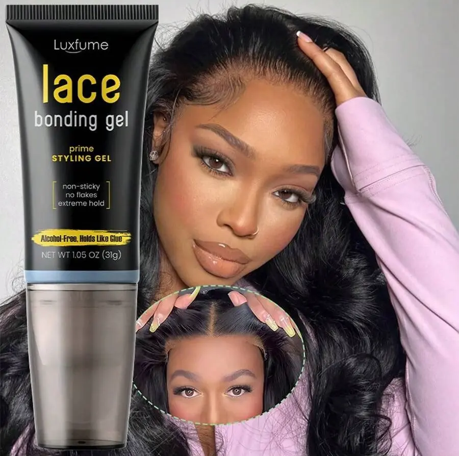 Luxfume Lace Bonding Gel - Alcohol-Free Haircare Styling Gel for Female Wigs & Toupees, Daily Extreme Hold Edge Control, Portable Formula