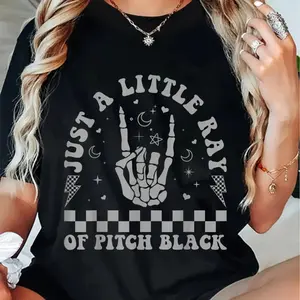 Just A Little Ray Of Pitch Black Graphic Tee| Unisex Dark Humor Goth Grunge Emo Style Casual Short Sleeve Top
