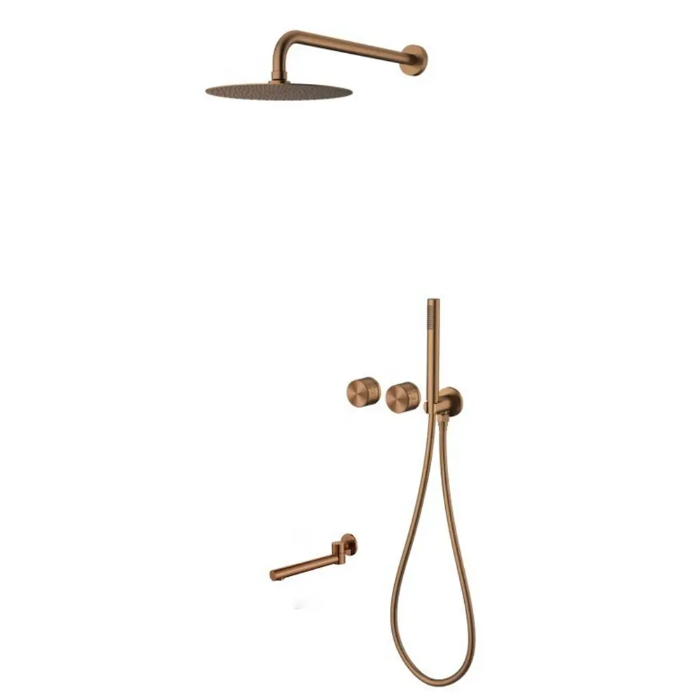 Fengshang 3-Function 10in Copper Body Adjustable Concealed Shower Faucet Set - 360-Degree Rotating, Rotatable Handle, Ultra-Thin Top Bathtub Shower for Home Bathroom Supplies